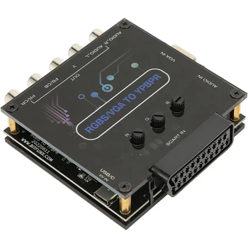 1 Sada Černé RGBS VGA SCART Na YPBPR Component Converter Barevný Rozdíl Video Converter