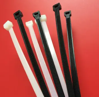 100ks Nylon Kabel Kravatu 5x150mm Bílá/ Černá Barva samosvorné Plastové Drát Zip Kravatu