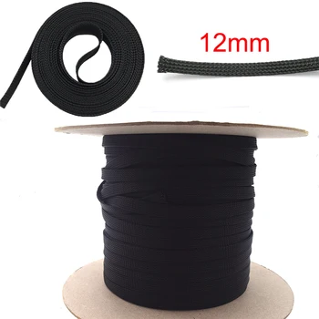 10M Kabel Rukáv Černé Zateplené Pletené Rukáv PET Rozšiřitelná o Vysoké Hustotě Pláště 12mm Drát Ochrana