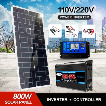 110V/220V1000WFlexible Systém Solární Panel 12V Baterie Nabíjecí Regulátor 4000W Solární Invertor Kit Vyplňte fromulář Pro vnitřní/Venkovní Použití
