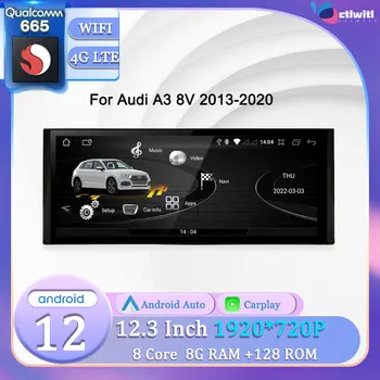 12.3 Android Hlavy Jednotka Pro Audi A3 8V 2013-2020 Carplay Dotykovou Obrazovkou Video Přehrávač, Stereo, Rádio, Auto GPS Navigace Multimediální