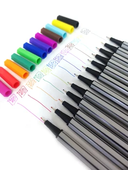 12 Barva Fineliner Jehla Barva Kresba Perem popisovač 0,4 mm Skici Ručně kreslenou Značku Micro Tip Marker Umění Kancelářské Potřeby