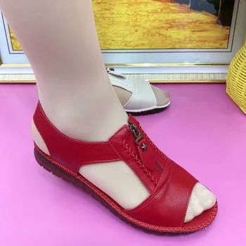 2023 Dámské Boty na Prodej Letní Basic Peep Toe Dámské Sandály Ležérní Zip Nízkými Podpatky Stručné Ženy Klín Sandály Zapatos Mujer