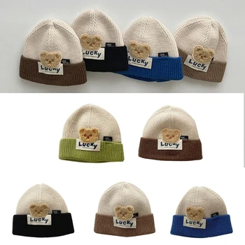 2023 NEW Baby Hat Bear Klobouk Beanie Háčkování Pletené Hairball Bonnet Čepice Zimní Teplá Čepice pro Dítě s chlapem DropShipping