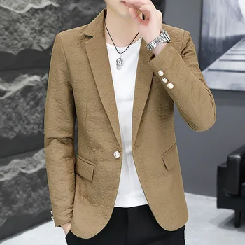 2023 Podzim Nejnovější Design Klasické Tištěné Blazers Muže, Módní Korejský Styl Slim Fit Oblek Bundy Svatbu, Firemní Večírek Oblečení