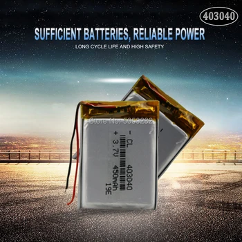 2ks 3.7 V 450mAh 403040 Lithium-Polymer Dobíjecí Baterie Pro MP3, MP4, GPS, Bluetooth Tachografu, Auto DVR reproduktor buněk