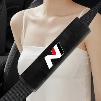 2ks Auto Seat Belt Cover Semiš Chmýří Prodyšná Ochrana Pad Pro Hyundai N LINE i20 i30 Sonata Přízvuk Tucson Elantra Azera Auto