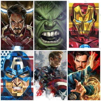 5D DIY Diamantový Malování Disney Avengers Superhrdina Iron Man Filmový Plakát Spiderman Diamond Výšivky Cross Stitch Mozaika Dekor