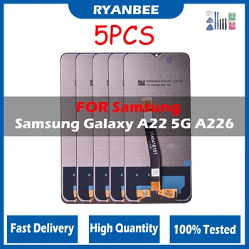 5kusů/Spousta LCD Pro Samsung Galaxy A22 5G SM-A226B A226 Displej Dotykový Displej Digitizer Shromáždění Pro Samsung A226B S Rámem