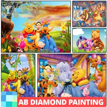 AB Medvídek Pú DIY 5D Diamond Malování Disney Mozaika Umění Plná Výšivka Kreslený Medvěd dětský Pokoj Domácí Dekorace