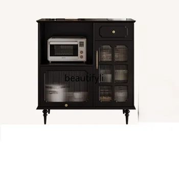 Americký Styl-Retro Příborník, Skříň Obývací Pokoj Skříňky Kuchyňské Skříňky Mid-Staré Černé Pevné Dřevo Skříň