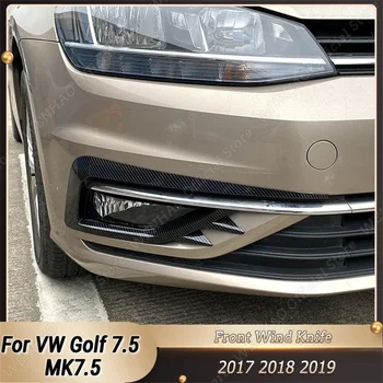 Auto Přední Straně Nárazníku Mlhové světlo Vítr Nůž Kryt Čalounění Tělo Kit Tuning Pro VW Golf 7.5 MK7.5 2017-2019 ABS Černý Lesk/karbonový Vzhled