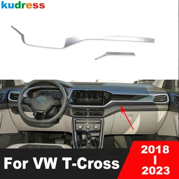 Auto Středové Konzole, Kryt Střihu Pro Volkswagen VW T-cross Tcross 2018 2019 2020 2021 2022 2023 Nerezové Palubní desky Panelu Pásu