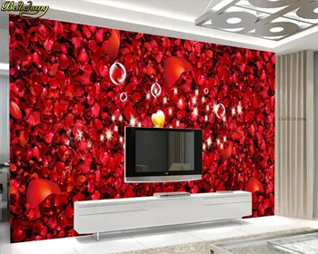 beibehang Vlastní fotografie tapety nástěnné červená růže okvětní lístek, tv pozadí zdi papíry domů dekor tapety pro obývací pokoj
