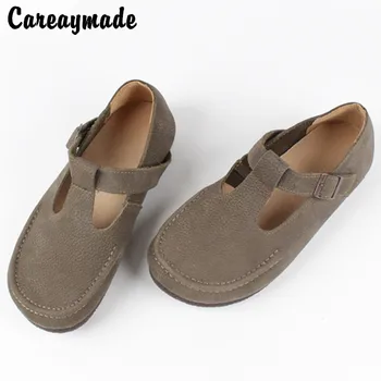 Careaymade-Originální kožené dámské boty,retro pohodlné měkké kožené měkké podrážky ručně vyráběné muži boty,velká velikost ploché jediné boty