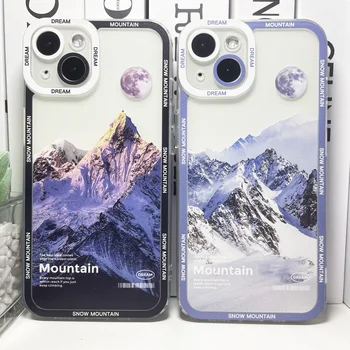 Estetické Sníh Hora Telefon Pouzdro Pro iPhone 15 14 13 12 11 Pro Max Mini XS X XR SE 7 8 Plus Jasné, Měkký Kryt