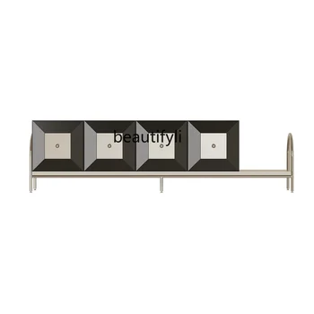 Francouzský Krém světlý Luxusním Modul TV stolek Mid-Starověké Nerezové Oceli Tichý Vítr Černé a Bílé Podlaze Skříně