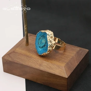 GLSEEVO Lake Modrá Přírodní Kámen korejský Módní Žena Prsten Elegance, Kouzlo, Retro Luxusní Šperky Vánoční Dárky