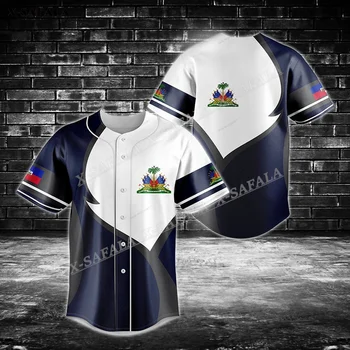 Haiti, Argentiny, Kolumbie, Trinidad erb Znak Vlajka 3D Full Print Baseball Jersey Košile Men Krátký Rukáv Streetwear