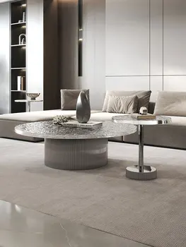 High-end značkové akryl crystal kruhový konferenční stolek kombinace malé jednotky obývací pokoj nerezové oceli hrana stolu
