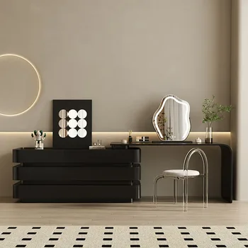 Italský Vanity Stůl Černé Dřevo Minimalistický Design Nordic Rohu Umístění Mobilní Komody Výsuvným Kommode Pokoj Nábytek