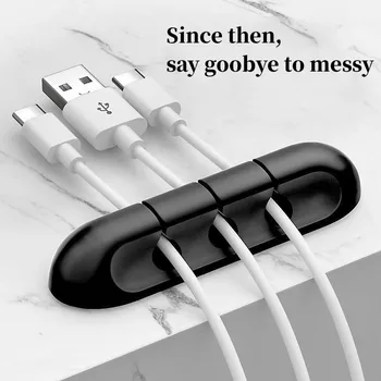 Kabel Organizátor Silikonové USB Kabel Navíječ Desktop Tidy Řízení Klipy Držák Kabelu pro Myš, klávesnici, Sluchátka Drát