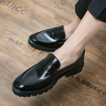 Kožené boty pánské letní nové slip-na casual business šaty mokasíny Britský styl ležérní boty