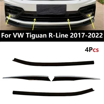 Lesklé Černé Auto Přední maska Gril Lití Proužky Mlhové Světlo, Kryt Střihu Pro VW Tiguan R-Line 2017-2022 Styling Lišty