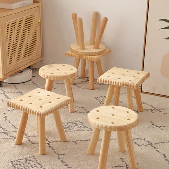 Masivní dřevo sušenky stolice děti malé lavičce roztomilé kulaté lavičce nízké stoličce mění boty sušenky stolice