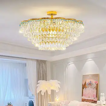 Moderní luxusní K9 Křišťálový Lustr Gold pendnet Světla Zavěšení visí lampa Lamparas pro Jídelny nábytek do Obývacího Pokoje