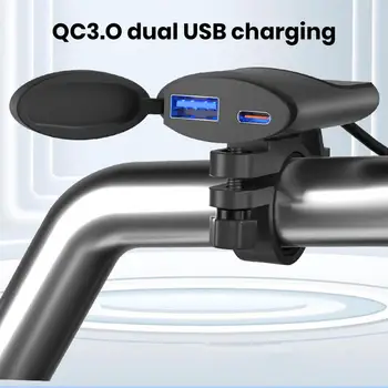 Motocykl USB Nabíječka Řídítka Mount Rychlé Nabíjení PD USB QC3.0 12-24V Univerzální mobilní Telefon Nabíjecí Adaptér Pro Mobilní Telefon
