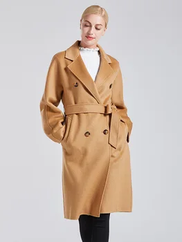 Nové 2023 skutečné Ženy vlněné kabáty high-end vodní dominový oboustranné kašmírový kabát ženy ročník X-dlouhé kašmírové kabáty