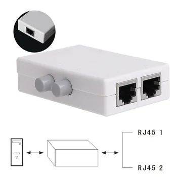 Nové Bílé Mini 2 Port AB Ruční Network Sharing Switch Box 2v1/1In2 RJ45 Network/Ethernet Plast