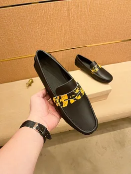 NOVÝ Designový High-end trend Pravé kůže pánská Móda Ležérní boty mokasíny boty Bean