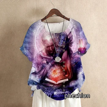 phechion Ženy Módní Abstraktní Mysticismus Art 3D Tištěné Topy Letní Casual O-Neck Loose Krátký Rukáv T-košile Dámské Halenky H08