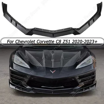Pro Chevrolet Corvette Z51 C8 2020 2021 2022 2023+ Auto Přední Nárazník Ret Spoiler Splitter Lesk Černá Vnější Úprava