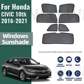 Pro Honda CIVIC X 10 2016-2021 Auto sluneční Clony Štít Magnetické Přední Sklo Rám Závěs Zadní Boční Okno, Sluneční clony Clona