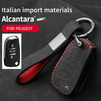 pro Peugeot klíč pouzdro semiš Alcantara 306 307 407 807 3008 5008 klíč ochranného sáčku spony přívěsek