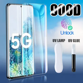Pro Samsung S20 Ultra UV Liquid Zakřivené Plný Lepidlo Tvrzené Sklo Pro Samsung Galaxy S8 S9 S10 S7 Plus S6 Edge Screen Protector