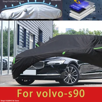 Pro Volvo S90 Fit Venkovní Ochranu Auta Pokrývá Sněhová pokrývka Slunečník Waterproof Prachotěsný Vnější černé auto cover