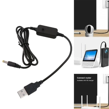 QC3.0 USB DC5V-12V Nastavitelný Kabel Nařízení Kabel s LED Voltmetr pro WiFi Router Kamery LCD Monitory