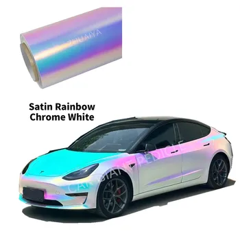 Rainbow & Holografické Chrome Blue Vinyl Zábal fólie, balicí fólie světlé 1.35*18m roll Záruka kvality krycí fólie voiture
