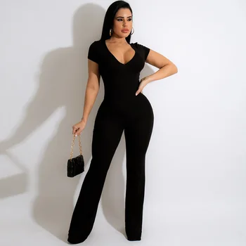 Sexy V-Neck Bodycon Kombinézy Letní Oblečení pro Ženy 2022 Elegantní Party s Krátkým Rukávem Rompers Dámské Kombinéza Velkoobchodní zboží