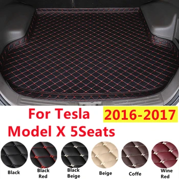 SJ Professional Kufru Auta Mat Vhodné Pro Tesla Model X 5Seats 2016 2017 XPE Kůže Vložka Ocas Zadní Cargo Pad Vodotěsné Vysoké Straně