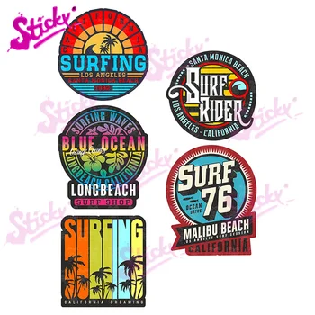 STICKY Surfování na Pláži v Malibu, USA LA Surfer Deska Odznak Značky Auto Obtisk Nálepka pro Motocykl Kolo Doplňky Helmy