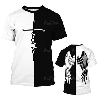 Tričko Pro Muže Péřová Křídla Grafické T Košile Anime Módní Nové Pánské Oblečení Street Dovolenou T-Shirt Ležérní Nadrozměrné Top