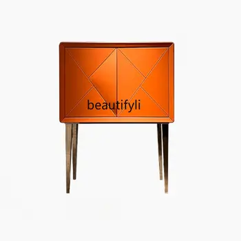 Vlastní italské Světlo Luxusní SST Víno Kabinet Itálie Designer Model Obývací Pokoj High-End Oranžové Sedlo Kožené Tvrdé Kůže Locker
