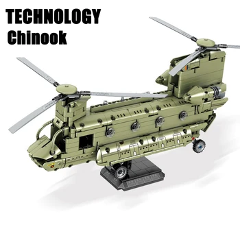 Vojenské CH-47 Chinook Dopravního Vrtulníku Model Stavebních Bloků WW2 Zbraň, Letadlo, Cihly Set Děti, Hračky, Dárky pro Přítele