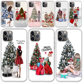 Vánoční Holky, Strom, Dar, Měkké Telefon Pouzdro pro iPhone 15 14 13 12 11 Pro Max 7 Plus Mini Apple XS XR X SE 8 + Shell