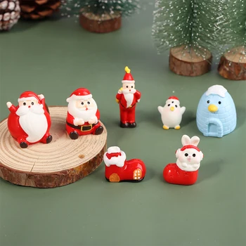 Vánoční Miniatury Figurky Vánoční Santa Claus Micro Krajiny Diy Doll House Moss Terária Víla Dekor